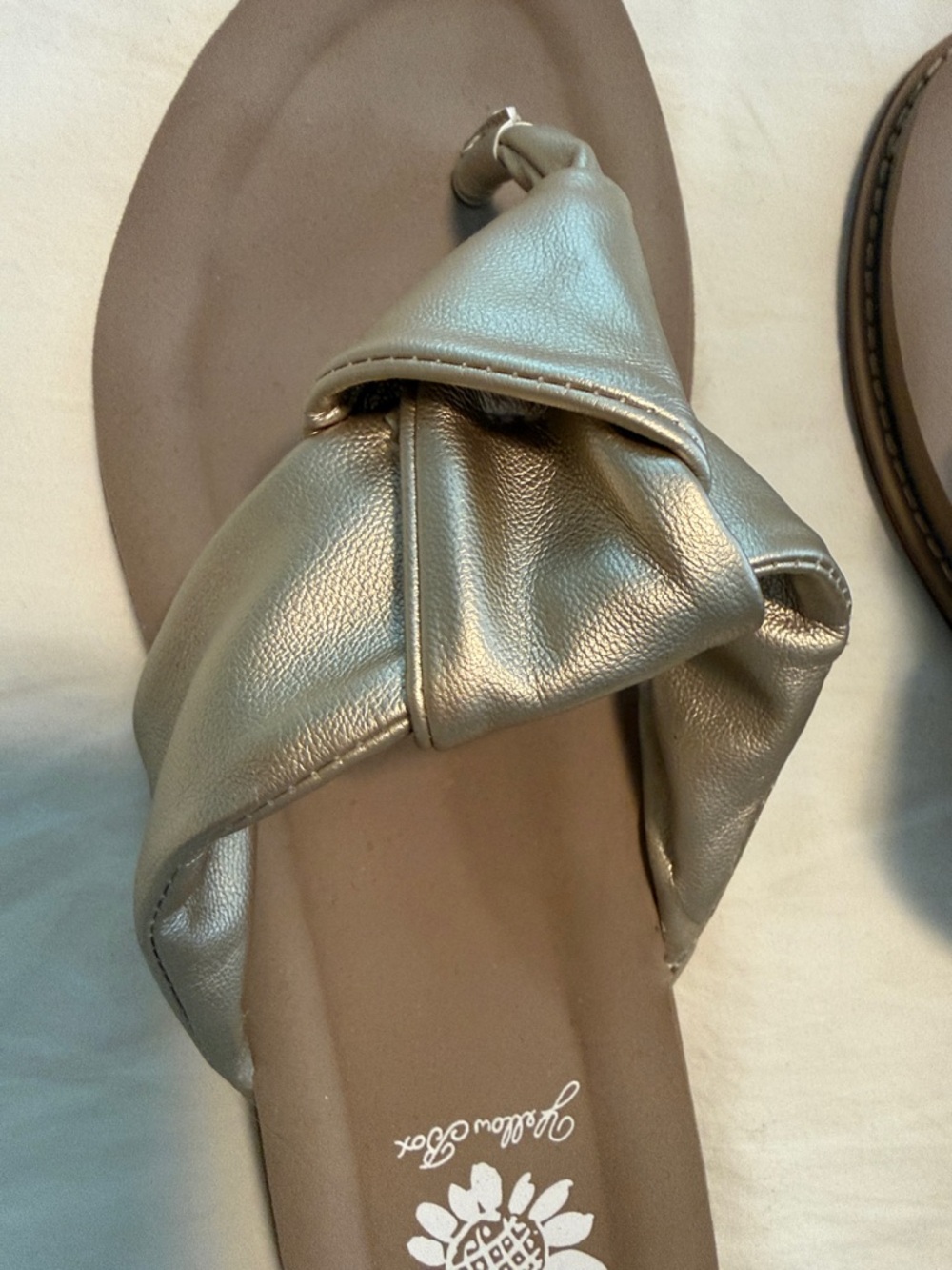Yellow Box Metallic Silver Knot Toe Thong Sandals - Picture 3 of 3